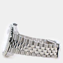 Rolex Custom Silver 5.9CT Diamond Stainless Steel Datejust 126300 Automatic Men's Wristwatch 41 mm