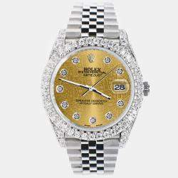 Rolex Custom Champagne 5.9CT Diamond Stainless Steel Datejust 126300 Automatic Men's Wristwatch 41 mm