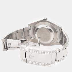 Rolex Custom Gray 10.3ct Diamond Stainless Steel Datejust II 116300 Automatic Men's Wristwatch 41 mm