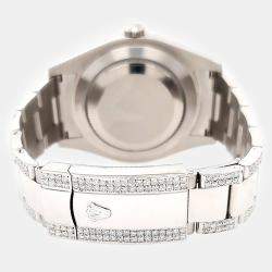 Rolex Custom Gray 8.3ct Diamond Stainless Steel Datejust II 116300 Automatic Men's Wristwatch 41 mm