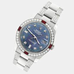 Rolex Custom Black 4.5CT Diamond Stainless Steel Datejust 116200 Automatic Men's Wristwatch 36 mm