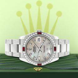Rolex Custom Champagne MOP 4.5CT Diamond Stainless Steel Datejust 116200 Automatic Men's Wristwatch 36 mm