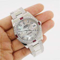 Rolex Custom Champagne MOP 4.5CT Diamond Stainless Steel Datejust 116200 Automatic Men's Wristwatch 36 mm
