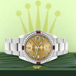 Rolex Custom Champagne 4.5CT Diamond Stainless Steel Datejust 116200 Automatic Men's Wristwatch 36 mm