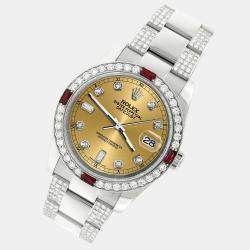 Rolex Custom Champagne 4.5CT Diamond Stainless Steel Datejust 116200 Automatic Men's Wristwatch 36 mm