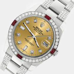 Rolex Custom Champagne 4.5CT Diamond Stainless Steel Datejust 116200 Automatic Men's Wristwatch 36 mm