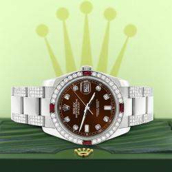 Rolex Custom Chocolate 4.5CT Diamond Stainless Steel Datejust 116200 Automatic Men's Wristwatch 36 mm
