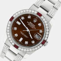 Rolex Custom Chocolate 4.5CT Diamond Stainless Steel Datejust 116200 Automatic Men's Wristwatch 36 mm
