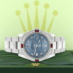 Rolex Custom Ice Blue 4.5CT Diamond Stainless Steel Datejust 116200 Automatic Men's Wristwatch 36 mm