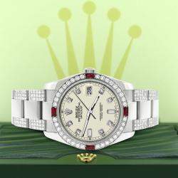 Rolex Custom 4.5CT Diamond Stainless Steel Datejust 116200 Automatic Men's Wristwatch 36 mm