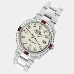 Rolex Custom 4.5CT Diamond Stainless Steel Datejust 116200 Automatic Men's Wristwatch 36 mm