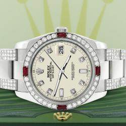 Rolex Custom 4.5CT Diamond Stainless Steel Datejust 116200 Automatic Men's Wristwatch 36 mm