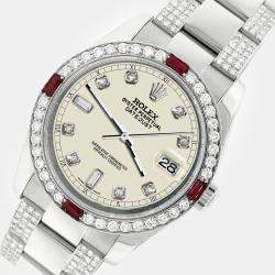 Rolex Custom 4.5CT Diamond Stainless Steel Datejust 116200 Automatic Men's Wristwatch 36 mm