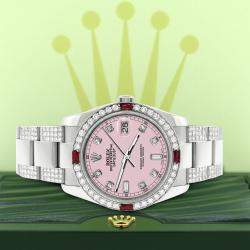 Rolex Custom Orchid Pink 4.5CT Diamond Stainless Steel Datejust 116200 Automatic Men's Wristwatch 36 mm