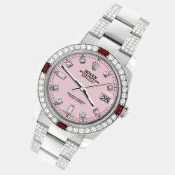 Rolex Custom Orchid Pink 4.5CT Diamond Stainless Steel Datejust 116200 Automatic Men's Wristwatch 36 mm