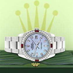 Rolex Custom Purple MOP 4.5CT Diamond Stainless Steel Datejust 116200 Automatic Men's Wristwatch 36 mm