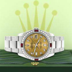 Rolex Custom Champagne 4.5CT Diamond Stainless Steel Datejust 116200 Automatic Men's Wristwatch 36 mm