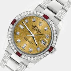 Rolex Custom Champagne 4.5CT Diamond Stainless Steel Datejust 116200 Automatic Men's Wristwatch 36 mm