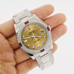 Rolex Custom Champagne 4.5CT Diamond Stainless Steel Datejust 116200 Automatic Men's Wristwatch 36 mm