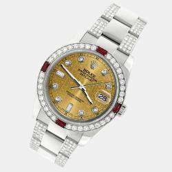 Rolex Custom Champagne 4.5CT Diamond Stainless Steel Datejust 116200 Automatic Men's Wristwatch 36 mm