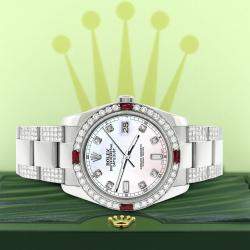 Rolex Custom White 4.5CT Diamond Stainless Steel Datejust 116200 Automatic Men's Wristwatch 36 mm