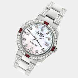 Rolex Custom White 4.5CT Diamond Stainless Steel Datejust 116200 Automatic Men's Wristwatch 36 mm