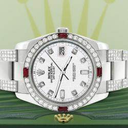 Rolex Custom White 4.5CT Diamond Stainless Steel Datejust 116200 Automatic Men's Wristwatch 36 mm