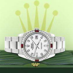 Rolex Custom White 4.5CT Diamond Stainless Steel Datejust 116200 Automatic Men's Wristwatch 36 mm
