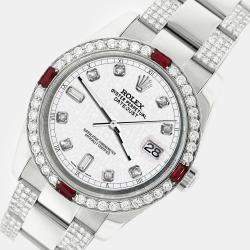 Rolex Custom White 4.5CT Diamond Stainless Steel Datejust 116200 Automatic Men's Wristwatch 36 mm