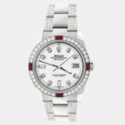 Rolex Custom White 4.5CT Diamond Stainless Steel Datejust 116200 Automatic Men's Wristwatch 36 mm