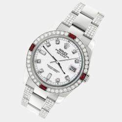 Rolex Custom White 4.5CT Diamond Stainless Steel Datejust 116200 Automatic Men's Wristwatch 36 mm