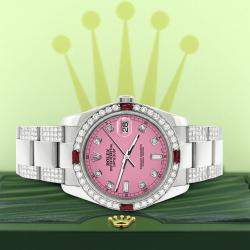 Rolex Custom Pink 4.5CT Diamond Stainless Steel Datejust 116200 Automatic Men's Wristwatch 36 mm