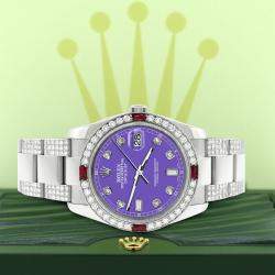 Rolex Custom Lavender 4.5CT Diamond Stainless Steel Datejust 116200 Automatic Men's Wristwatch 36 mm
