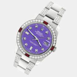 Rolex Custom Lavender 4.5CT Diamond Stainless Steel Datejust 116200 Automatic Men's Wristwatch 36 mm