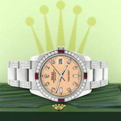 Rolex Custom Mustard 4.5CT Diamond Stainless Steel Datejust 116200 Automatic Men's Wristwatch 36 mm
