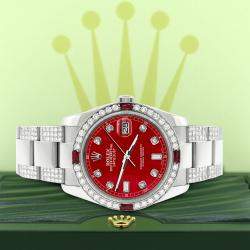 Rolex Custom Red MOP 4.5CT Diamond Stainless Steel Datejust 116200 Automatic Men's Wristwatch 36 mm