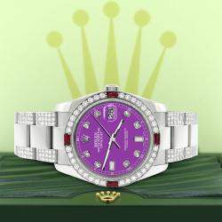Rolex Custom Sangria  4.5CT Diamond Stainless Steel Datejust 116200 Automatic Men's Wristwatch 36 mm