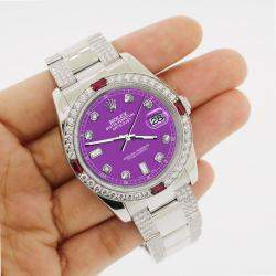 Rolex Custom Sangria  4.5CT Diamond Stainless Steel Datejust 116200 Automatic Men's Wristwatch 36 mm