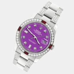 Rolex Custom Sangria  4.5CT Diamond Stainless Steel Datejust 116200 Automatic Men's Wristwatch 36 mm