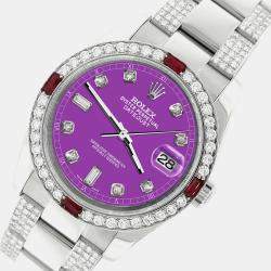 Rolex Custom Sangria  4.5CT Diamond Stainless Steel Datejust 116200 Automatic Men's Wristwatch 36 mm