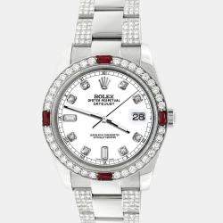 Rolex Custom White  4.5CT Diamond Stainless Steel Datejust 116200 Automatic Men's Wristwatch 36 mm