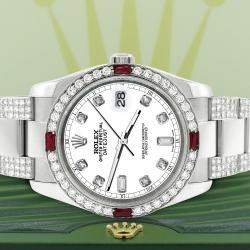Rolex Custom White  4.5CT Diamond Stainless Steel Datejust 116200 Automatic Men's Wristwatch 36 mm