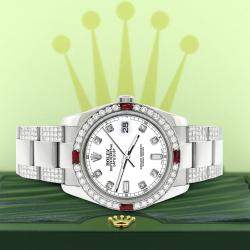 Rolex Custom White  4.5CT Diamond Stainless Steel Datejust 116200 Automatic Men's Wristwatch 36 mm