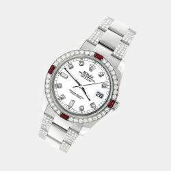 Rolex Custom White  4.5CT Diamond Stainless Steel Datejust 116200 Automatic Men's Wristwatch 36 mm