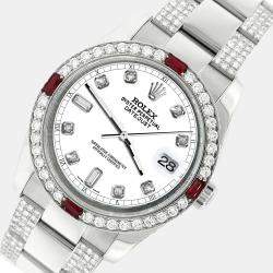 Rolex Custom White  4.5CT Diamond Stainless Steel Datejust 116200 Automatic Men's Wristwatch 36 mm