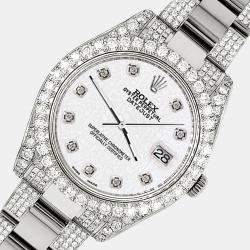 Rolex Custom White 10.3ct Diamond Stainless Steel Datejust II 116300 Automatic Men's Wristwatch 41 mm