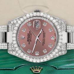 Rolex Custom Salmon 10.3ct Diamond Stainless Steel Datejust II 116300 Automatic Men's Wristwatch 41 mm