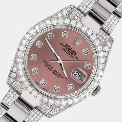 Rolex Custom Salmon 10.3ct Diamond Stainless Steel Datejust II 116300 Automatic Men's Wristwatch 41 mm