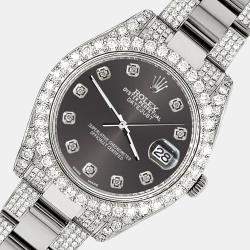 Rolex Custom Rhodium Grey 10.3ct Diamond Stainless Steel Datejust II 116300 Automatic Men's Wristwatch 41 mm