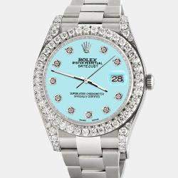 Rolex Custom Aqua Blue 4.5ct Diamond Stainless Steel Datejust II 116300 Automatic Men's Wristwatch 41 mm